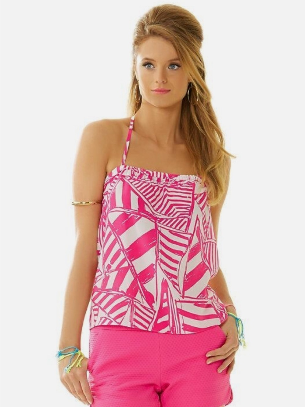 Lilly Pulitzer Capri Pink Yacht Lei Lei Top Sailboat Halter Top Beach Resort M
